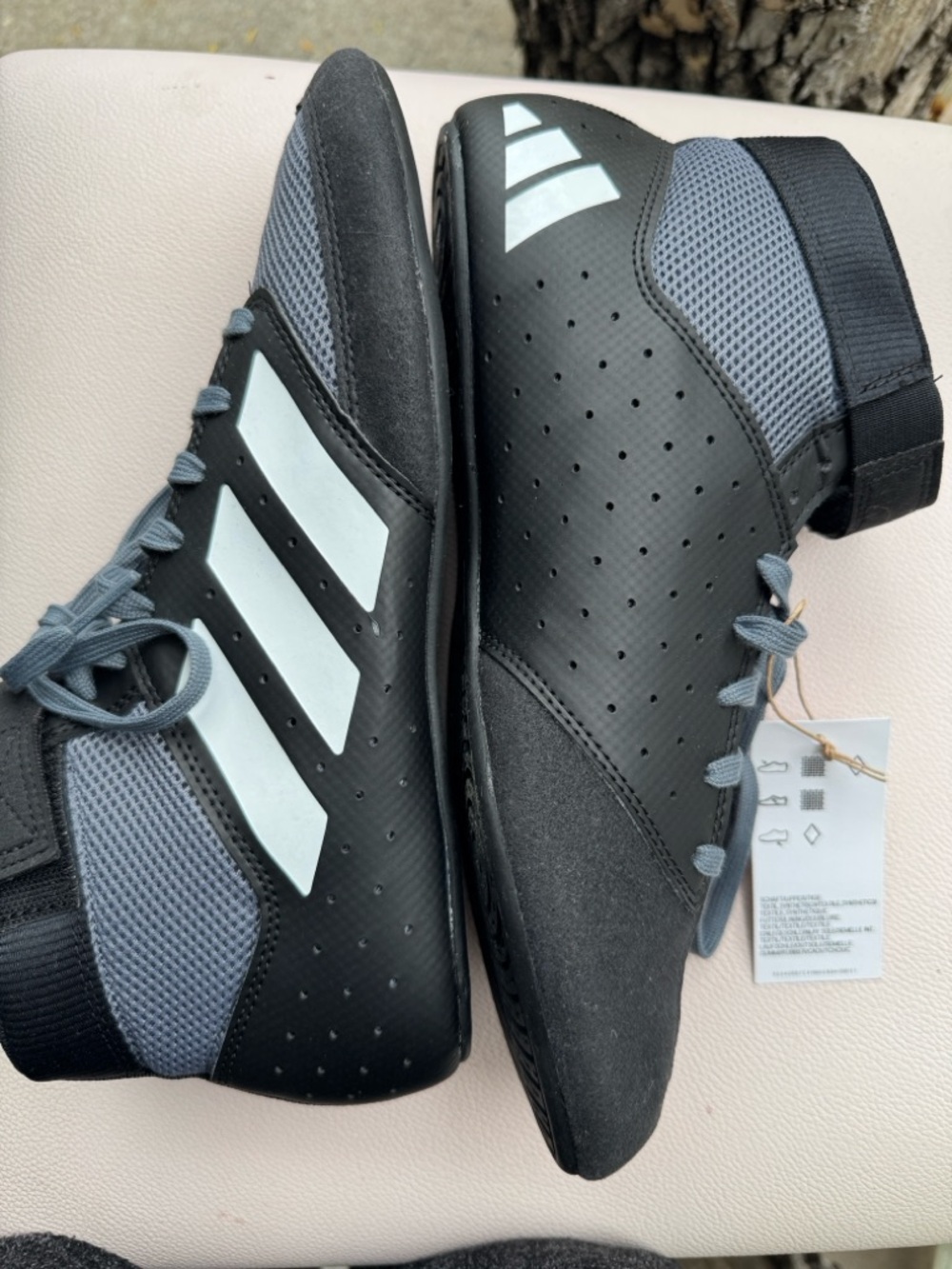 Men's Black and Gray High-Top wrestling shoe
